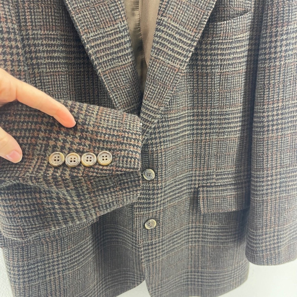 Vintage Wool Houndstooth Blazer Mens 42R Tweed USA Classic Preppy - Picture 4 of 11